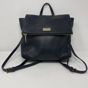 Kate Spade Black Leather Backpack w/ pink logo interior